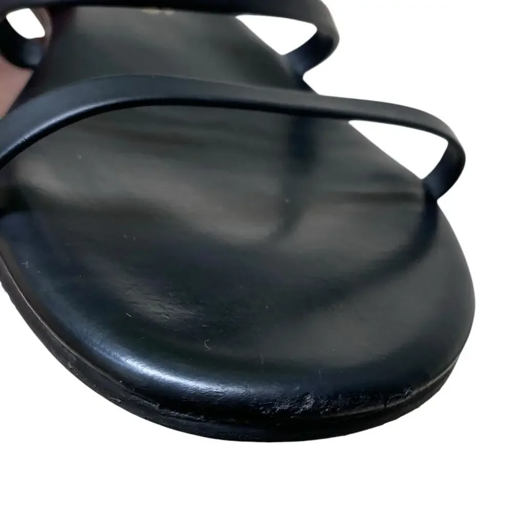 Tkees Gemma Leather Sandals US 8 Black Two Strap Slides Minimalist Neutral - Picture 10 of 14